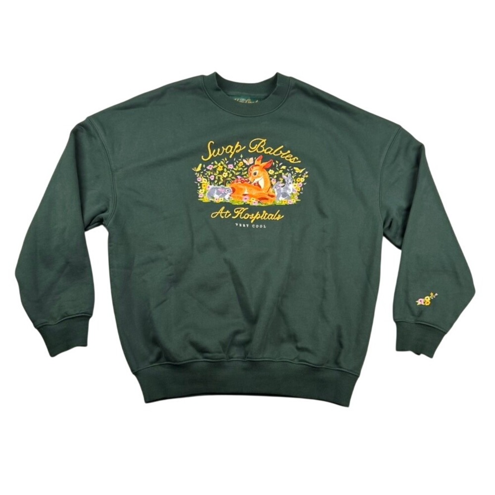 Very Cool Sweatshirt Womens XS Swap Babies At Hospitals Bambi Deer Embroidered